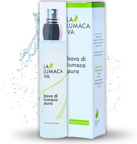LA LUMACA VA Gesichtsserum aus 100 % reinem Schneckenschleim, gegen Unreinheiten, Anti-Falten, feuchtigkeitsspendend, beruhigend, Narbenbildung, Fleckenschutz, 50 ml, hergestellt in Italien
