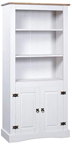 ZHOUMIN Buffetschrank, Komode, Küchenschrank, Vitrinenschrank, Küchenbuffet, Sideboard Küche, Geschirrschrank, Küchenanrichte, Mexiko-Stil Kiefernholz Weiß 80x40x170 cm