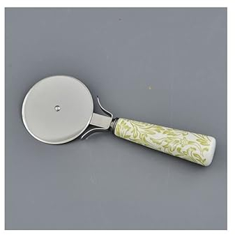 ARTE DEGLI ARGENTI BOMBONIERA NOZZE MATRIMONIO TAGLIAPIZZA con MANICO CERAMICA DECORO BAROCCO Cm.15 LAMA METALLO 1317003