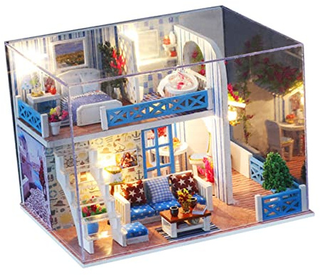 BESPORTBLE 1satz Miniatur Villa Holzspielzeug Für Mädchen Pädagogisches Modellhaus Im Maritimen Design Für Geburtstage Und