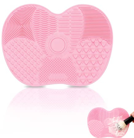 Silikon-Make-up-Pinsel-Reinigungspad, Tragbares Waschwerkzeug für Trocken- und Nassreinigung, Reinigungsmatte (Rosa)