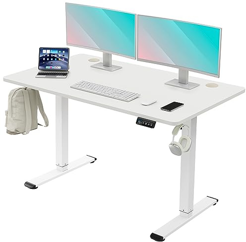 MOUNTUP Height Adjustable Electric Standing Desk, 48 x 24 Inches Quick Assembly Sit Stand, Memory Controller, Ergonomic, White