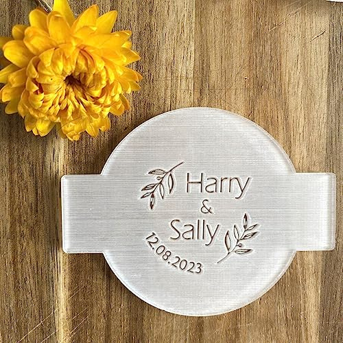 Personalisierte Hochzeit Name und Datum Cupcake Fondant Präger Custom Cookie Keks Stempel Zuckerguss Schablone Kuchen Dekorieren Cupcake Dekoration