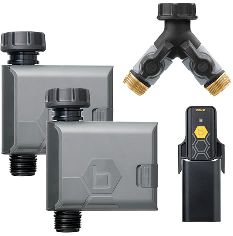 Orbit 21206 B-hyve Smart Hose Watering Timer (Gen 2) 2-Pack with Wi-Fi Hub and Hose Y Splitter, Gray