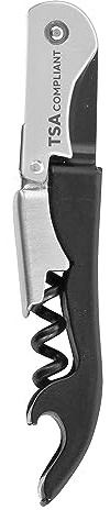 OGGI TSA Compliant Wine Opener - Waiters Corkscrew Wine Bottle Opener w/Wood Handle - Double Hinged Lever Manual Wine Key Bottle Openers for Travel & Home