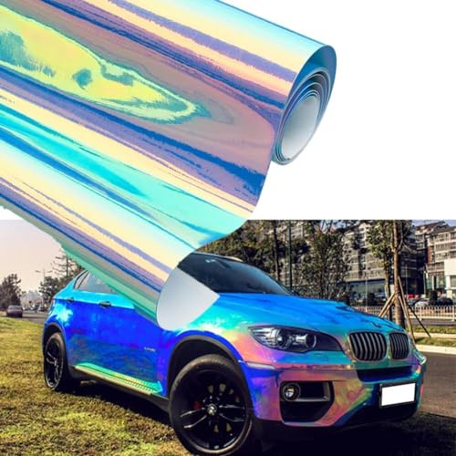 Blueshyhall Autofolie Chamäleon Effekt, Autofolie Chrom Glänzend Blau Grün und Rosa, Car Wrapping Folie Metallic, Auto Folie mit Selbstklebend, Auto Folie Innen Aussen Wasserfest (135 x 50 cm)
