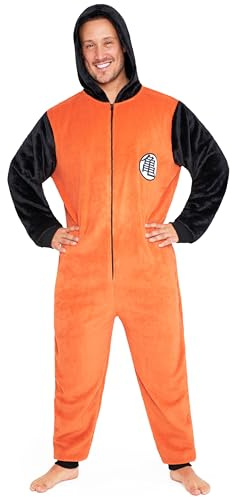 Dragon Ball Z Pijama Mono Polar con Capucha para Hombre - Regalos Homrbes (Naranja/Negro, M)
