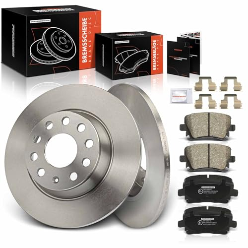 Frankberg Bremsensatz inkl. 2x Bremsscheiben + 4x Bremsbeläge Hinten Kompatibel mit Golf V 1K1 Golf VI 5K1 Golf Plus 521 5M1 Golf VI Variant AJ5 Replace# 3CD615601