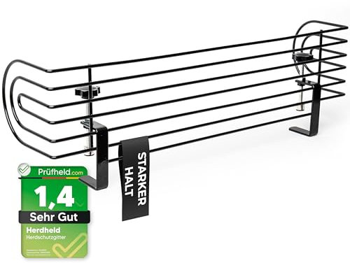 HerdHeld Herdschutzgitter Kinder [Verbessertes Konzept 2025] – Geprüft Kindersicher 100% Stabil & Ohne Bohren | Passend für Herde bis 60 cm Breite | Premium Kinderschutzgitter Herd