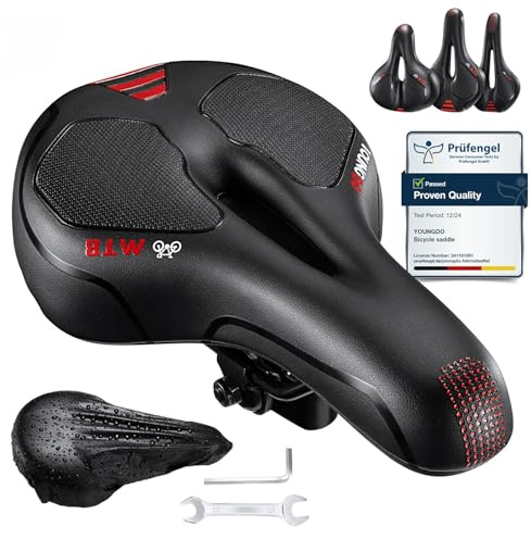 YOUNGDO Selle Velo Confortable, Selle Vélo Gel Ergonomique avec Boule d'Amortisseur à Double Ressort, Siège de Vélo pour Bicyclette VTT Vélos de Montagne Pliants