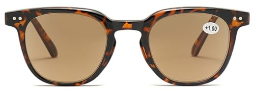 Lanomi Getönte Lesebrille mit Sonnenschutz Lesehilfe Damen Herren Blaulichtfilter Sehhilfe Kunststoffe UV400 Schutz Sonnenbrille mit Sehstärke Schildpatt Rahmen Braun Linse 2.0