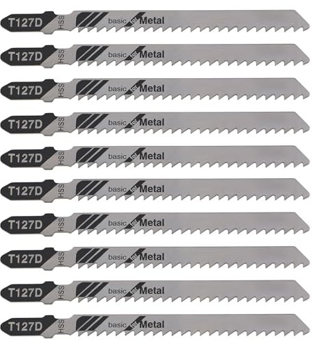 YINETTECH Stichsägeblätter T127D, HSS-Stichsägeblätter, T-Schaft, Stichsägeblatt für Metall, Holz, Kunststoff, kompatibel mit Bosch, kompatibel mit Dewalt, 10 Stück