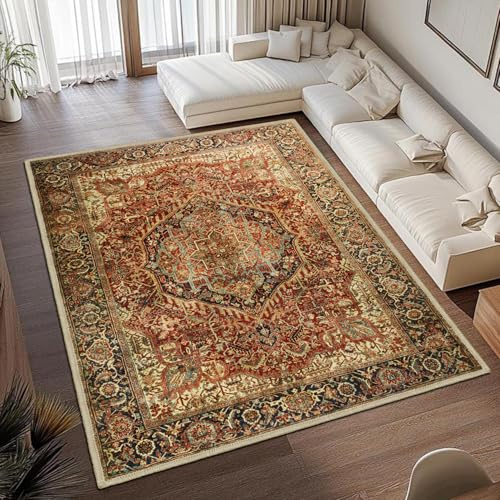 MOONLIGHT20015 Washable Rugs Living Room 120 x 170 cm - Fluffy Vintage Large Area Rugs for Bedroom - Non Slip Low Pile Soft Boho Rug Carpets for Lounge - Traditional Rug for Dining Room, Majestic