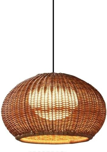 Lampe suspendue en rotin tissé à la main pour intérieur/extérieur, imperméable, cour, villa, pavillon, ferme, lustre marron, 38,1 cm
