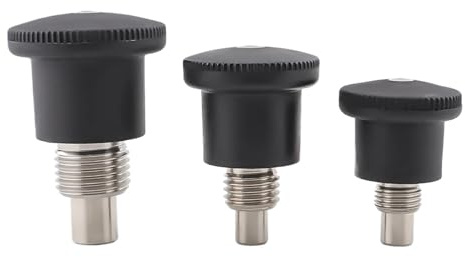 Generico Manopola in plastica nera VCN218 Corpo in acciaio inossidabile/al carbonio Perni di posizionamento for pistoncini a molla Mini pistoncini di indicizzazione con filettatura fine/grossa(Black V