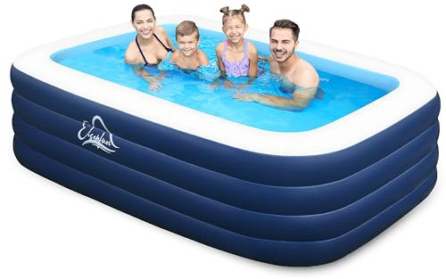 Aufblasbarer Pool mit 4 Luftkammern, 251,5 x 152,4 x 71,1 cm, strapazierfähig, vertieft und verdickt, Kinderpool, Schwimmbad für Erwachsene, Kinder, Familie, aufblasbarer Pool für Hinterhof, Garten