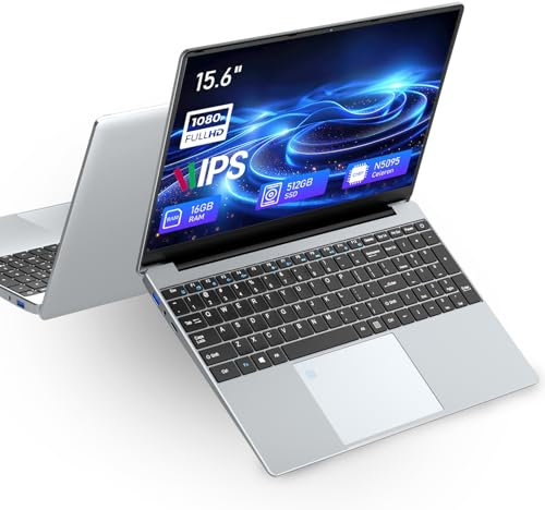 rumlawn Ordinateur Portable 15,6 Pouces, PC Portable Celeron N5095 CPU, 16Go RAM 512Go SSD Laptop Win11 FHD 1920 x 1080, Rétroéclairé & Déverrouillage Empreinte, Webca, Wi-FI 5, BT4.2, USB 3.0 * 2