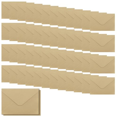 WYAN 50 Stück B6 Umschläge, Klassischer Umschlag spiegeln, Münzumschläge Braun, Briefumschläge Ohne Fenster, Briefumschläge, für Geschenke, Grußkarten, Hochzeiten (Karte und Kleber nicht enthalten)