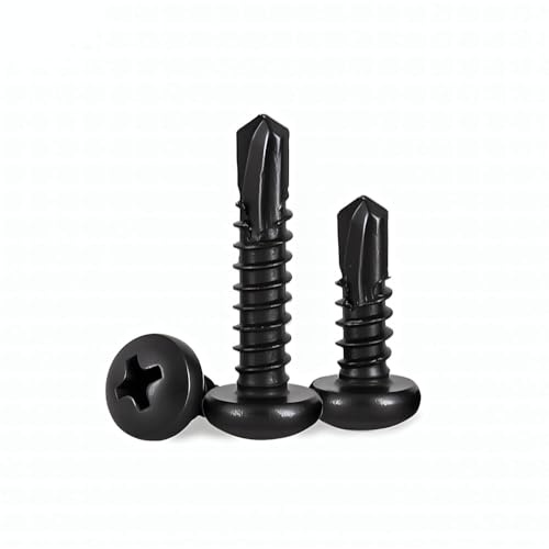 #8 x 3/4 (100 Pack) Pan Head Sheet Metal Screws Phillips Drive Fast Self-Tapping Screw Wood Screws, High-Strength 410 Stainless Steel, Black Oxide