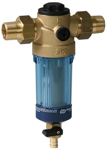AquaHouse SYR Ratio Whole House Sediment Filter, Self Cleaning Mesh Filter with Backwash DN20-90 Micron Sediment Removal - Made in Germany