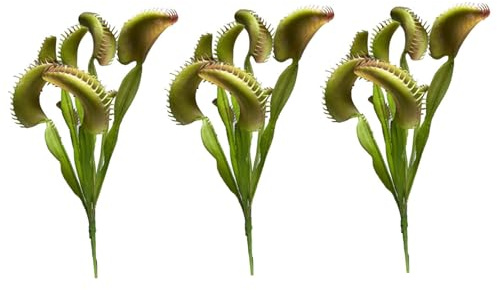Ngbbby Venus Flytrap, 3pcs 15, 8 Zoll künstliche Venus-Fliegenfalle, lebensechter 8-Kopf-Fliegenfalle-Kostüm, Wiederverwendbare Kunstpflanzen für Büro-Heimtisch Vase Garden Innenräume