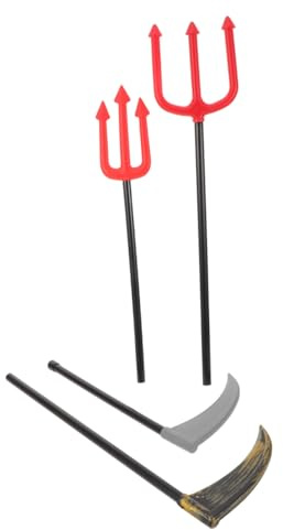 FRCOLOR 4 Pièces Fausse Faux Décorative pour Halloween Accessoires Plastique Cosplay Scythe Party pour Amis Réaliste Jeu de Rôle et Décoration