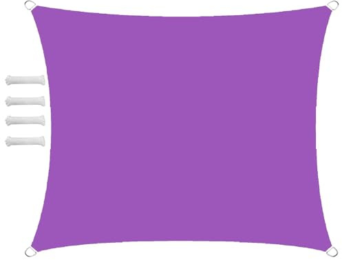 Vela parasole impermeabile, protezione UV, 2,5 x 3,5 m, rettangolare, per esterni, giardino, patio, kit completo di vela ombreggiante con corda, colore viola