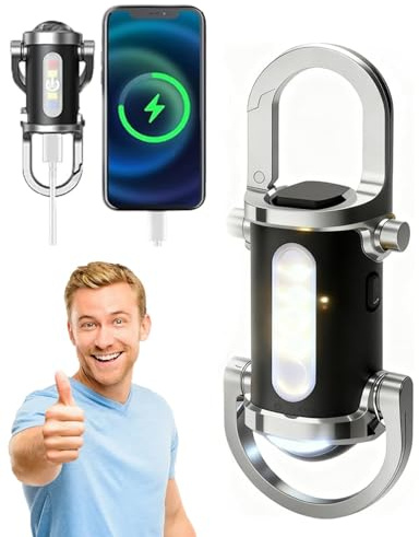 2026 New Keychain Flashlight Waterproof Light, 2 in 1 Flashlight and Power Bank, 6000 Lumens Super Bright, 5 Light Modes Portable Rechargeable Bright Keychain Flashlight for Outdoor Emergency (Black)