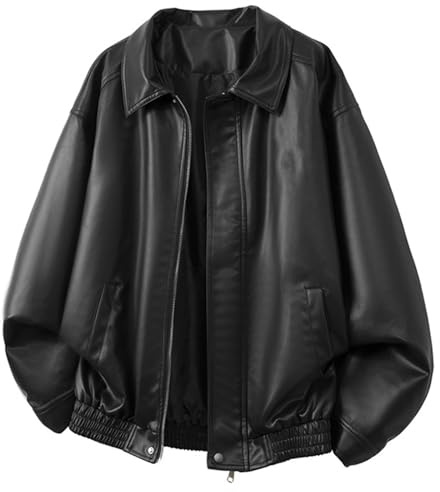 Zanisouta Veste en cuir pour homme - Col montant - Veste de pilote vintage - Veste de moto - Coupe ajustée - Veste polaire avec fermeture éclair - Veste en cuir synthétique - Manteaux de moto