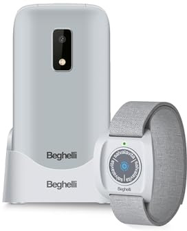 Beghelli - Telefono Salvavita e Braccialetto, Salvalavita Phone SLV30N GPS Plus + Salvalavita Braccialetto SLV Band Plus, SOS con GPS, Tasto Emergenza, Chiamata Rapida, Display 2.8” (Colore Grigio)