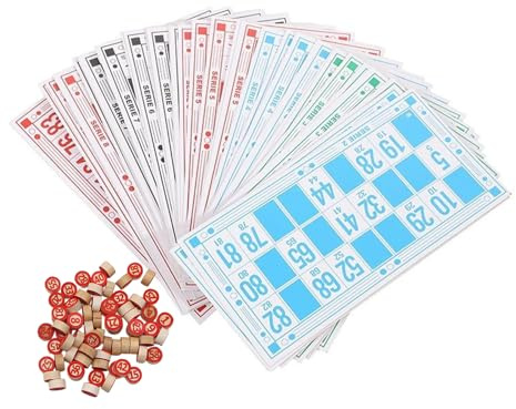 Bingo-Ticket-Blätter – Interaktives Spielzeug aus Vintage-Holz | Familienbrettspiele mit Karten | Social Learning Aktivität für Kinder Freunde