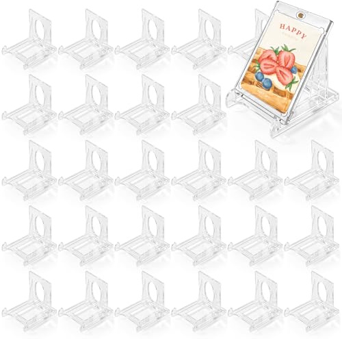 Aramanara 36 Pcs Clear Acrylic Display Stand, Adjustable Acrylic Easel | Plastic Plate Stands, Small Trading Card Stand for Mobile Phones Books Photos Plates Place Cards(6.5 x 5 x 5.5 cm)