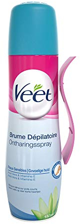 Veet Crema Depilatoria Corporal para Mujer, Con Spray, Piel Sensible, 150 ml
