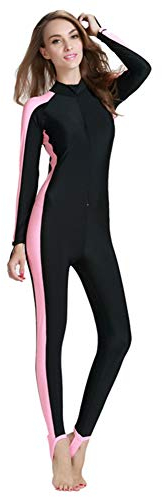 YEESAM Modest Swimwear - Taucheranzug Damen Herren Mädchen UV Schutzkleidung Sunsuit Ganzkörperansicht Badeanzug Overall Watersport (Rosa, Int'l - L)