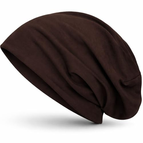 style3 slouch beanie av ventilerande, fin och lätt jersey, unisex, mössa, bini, en storlek, kaffe, one size