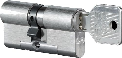EVVA 3KS plus Hochsicherheits-Doppelzylinder mit 6 Schlüssel, Länge (a/b) 36/31mm (c=67mm) Länge a=36mm mit KZS, spezieller Bohr-u. Ziehschutz KZS einseitig, Not-u. Gefahrenfunktion BSZ, modulare Bauweise SYMO