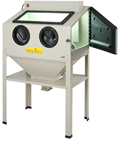 Pro-Lift-Montagetechnik Sandstrahlkabine 220 Liter inkl. Zubehör, SB220ABJ, Lampengehäuse nach außen verlegt, 01557