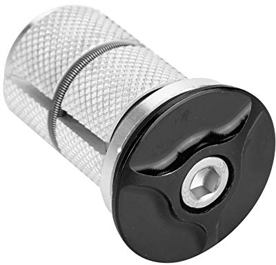 Keenso Cuffia con Gambo per Bici, Tappo Superiore Espansore Forcella in Lega di Alluminio 1 1.25 Pollici(Nero)