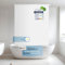 Rapid Teck® Halb-Kassetten Duschrollo 120cm | stilvolles Design Milky Stone | Duschvorhang mit Seilzug | Modernes Duschrollo für Badewanne | Duschrollo für Dusche und kleine Bäder