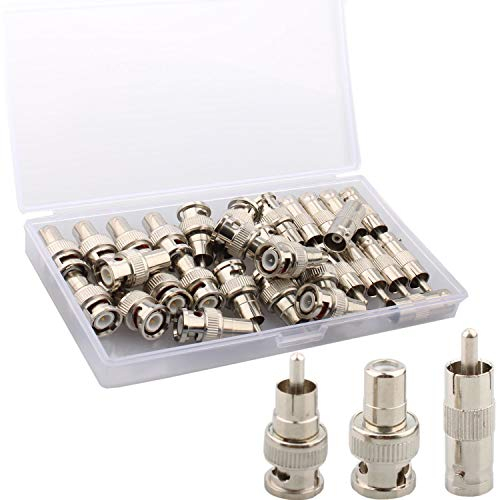 VISSQH Kit di connettori da RCA a BNC, 30 pezzi, da BNC a RCA femmina/maschio, adattatore per spina audio coassiale, kit assortito