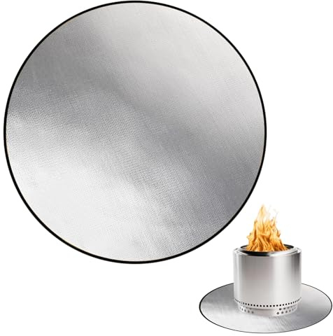 DocSafe Feuerschalenmatte, runde Grillmatte für Boden, Terrasse, Deck, Rasen, Outdoor oder Campingplatz, Silber (96,5 x 96,5 cm)