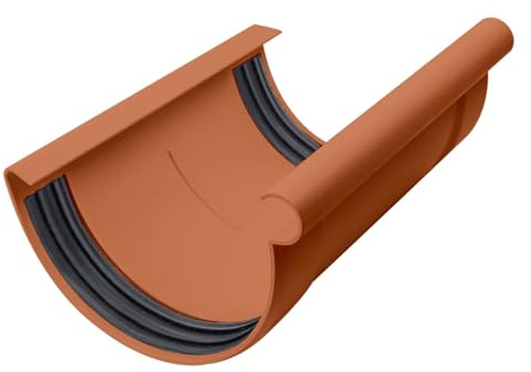 INEFA Raccordo grondaia semicircolare 125mm Marrone plastica | Raccordo grondaia in PVC-U, per montaggio a incastro facile, ideale per lo smaltimento delle acque piovane e le grondaie