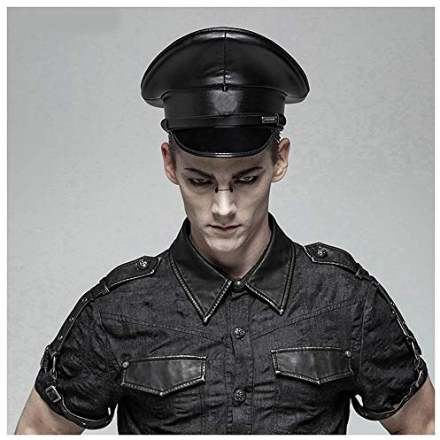 SSLA 2021 Fashion Unisex Donne da Uomo in Pelle Cappello da Militare in Pelle Germania Germania Afferrabile Visiera cap Army Cappello Cortical Police cap Cosplay Halloween Cappello 3Size