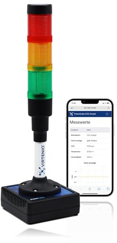 PreonCube CO2 Ampel CO2 Messgerät für bessere Raumluft | 360° Ampel, Sensoren für CO2, Temperatur, Luftfeuchtigkeit, aktivierbarer Warnton, WLAN, Made in Germany