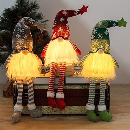 Bseical Jultomtenissdekoration set med 3, julgnomer plysch svenska, jul Gonks tända, tomte jultröja stor grå rosa, UK julhustomtar juldekorationer långa ben