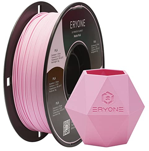 ERYONE Matte PLA 3D Drucker Filament 1.75mm, Maßgenauigkeit +/- 0.03 mm, 1 kg 1 Spule, Matte Rosa