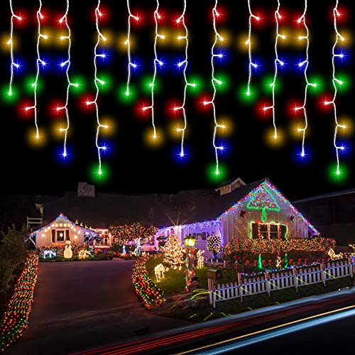 interGo Lichterkette Eisregen Außen, 10m 400er LED Lichtervorhang LED mit Timer, IP44 wasserdicht 8 Modi für Innen Außen Weihnachten, Schlafzimmer, Party, Hochzeit, Balkon, Garten Deko