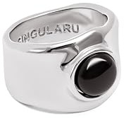 SINGULARU - Anillo My Onyx - Anillo Macizo de Latón con Acabado Baño de Rodio y Piedra Onix - Joyas para Mujer - Hecho en España - Varios Acabados y Tallas