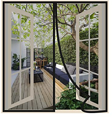 Risareyi Magnet Fliegengitter Fenster 120x120cm, Schwarz Atmungsaktiver Masche Fliegengitter Balkontür Ohne Bohren Moskitonetz Fenster Insektenschutz Tür, Automatische Schließung