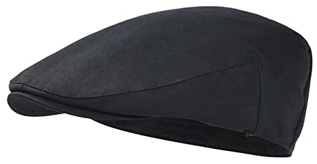 STARANCE Men's Cotton Ivy Gatsby Newsboy Hat Summer Driving Scally Cap Thin, Black, 7 1/4
